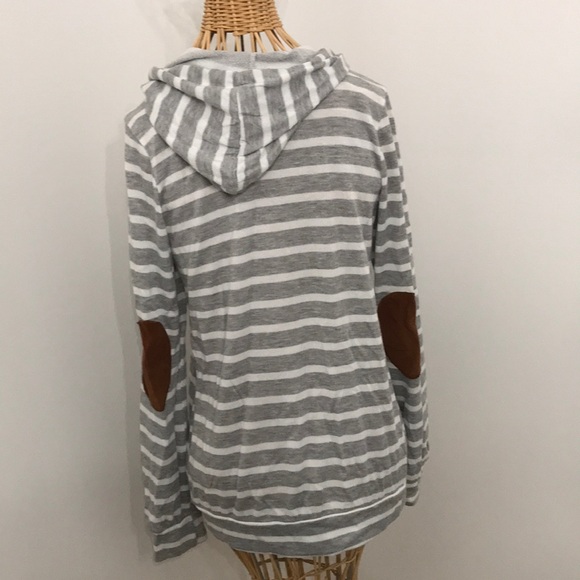 Boutique Striped Sweater with Elbow Patches - Picture 2 of 2